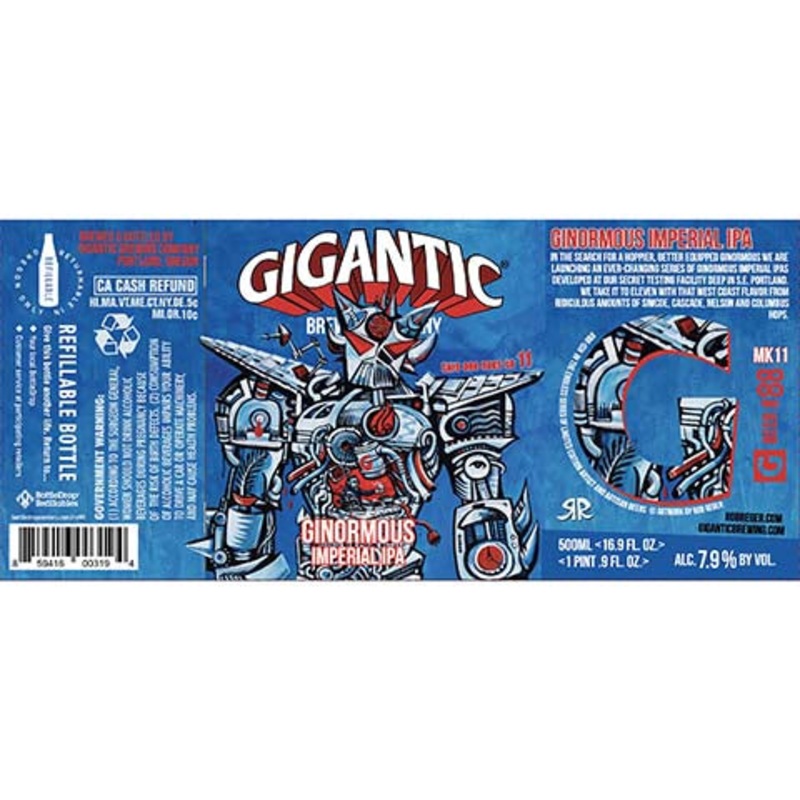 Gigantic Ginormous MK11 (Simcoe, Cascade, Columbus, & Nelson) Imperial IPA 500ML BTL