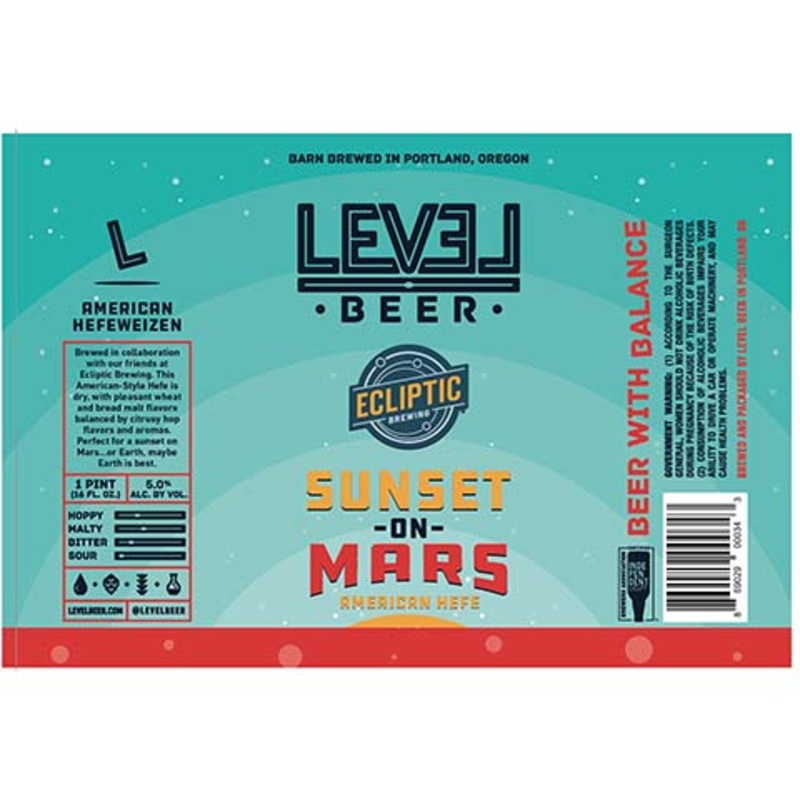 Level Beer Sunset On Mars Hefeweizen 16OZ SINGLE CAN