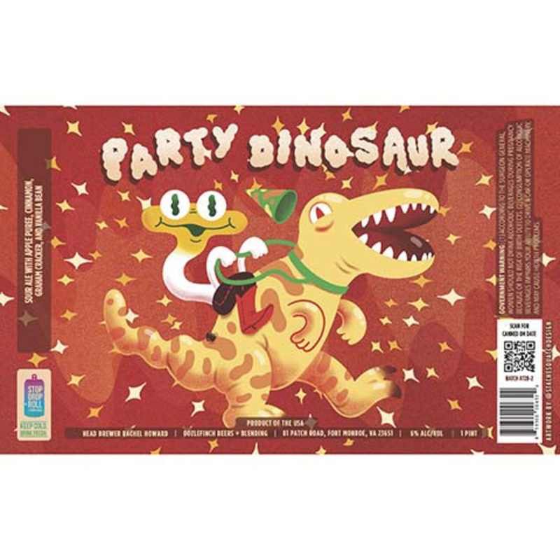 Oozlefinch Party Dinosaur Sour Ale (Apple Puree, Graham Cracker, Vanilla Bean) 16OZ SINGLE CAN