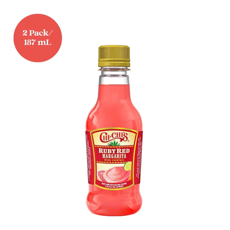 Chi-Chi’s Ruby Red Margarita Ready to Drink Wine Cocktail 2pk 187mL Mini Plastic Bottles