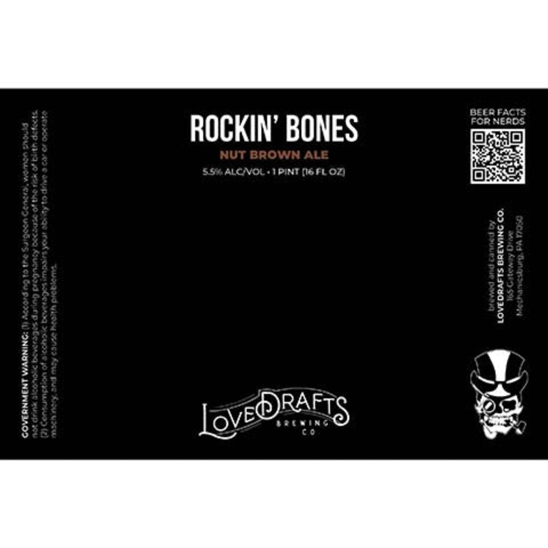 Lovedrafts Rockin’ Bones Brown Ale 16OZ SINGLE CAN