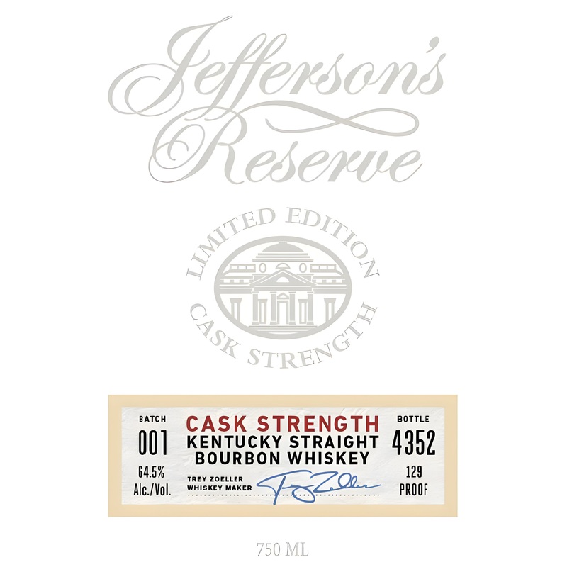 Jeffersons Reserve Cask Strength Kentucky Straight Bourbon Whiskey Batch 001