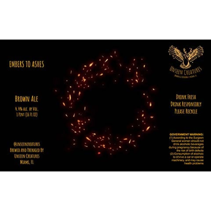 Unseen Creatures Embers To Ashes Brown Ale 16OZ SINGLE CAN