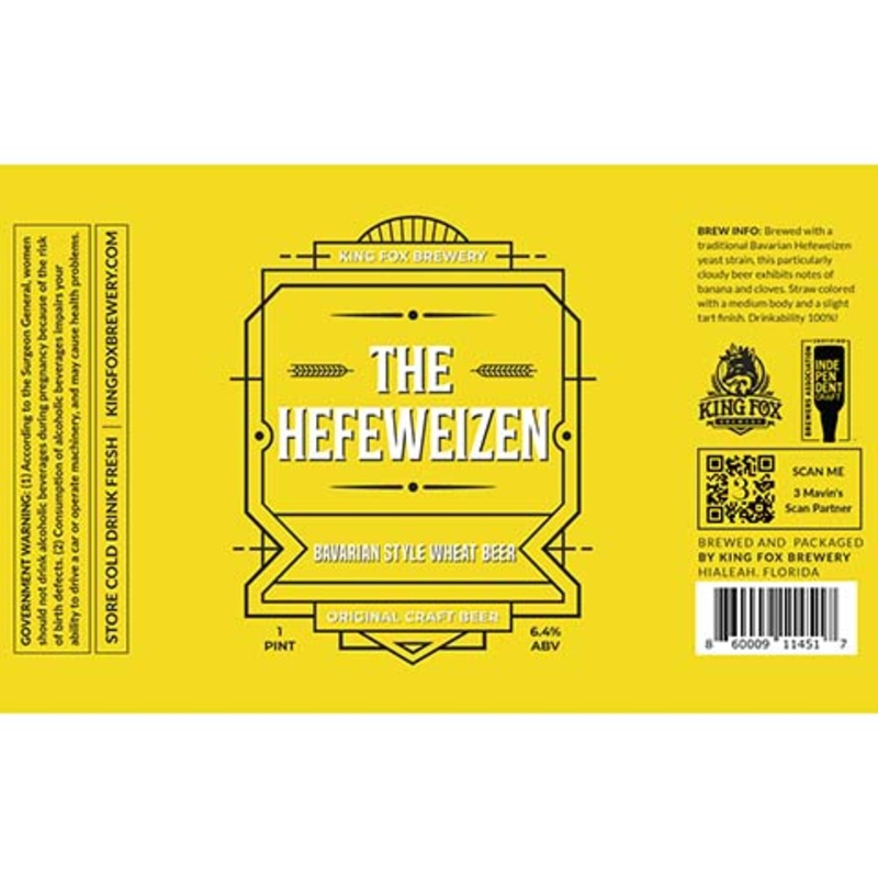 King Fox The Hefeweizen Wheat Beer 16OZ SINGLE CAN