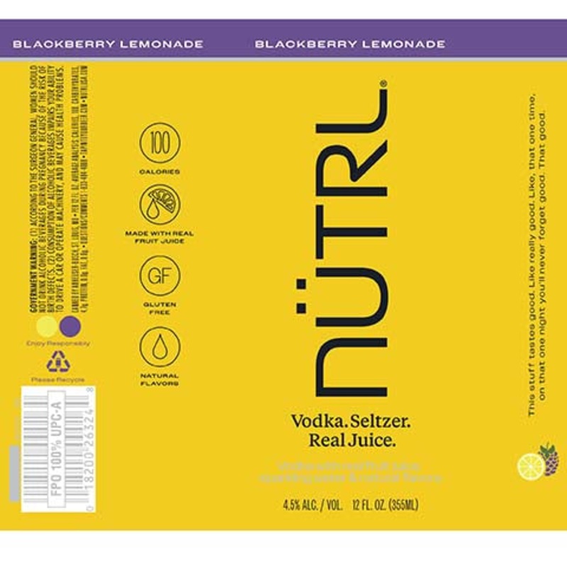 Nutrl Blackberry Lemonade Vodka Seltzer 12OZ SINGLE CAN
