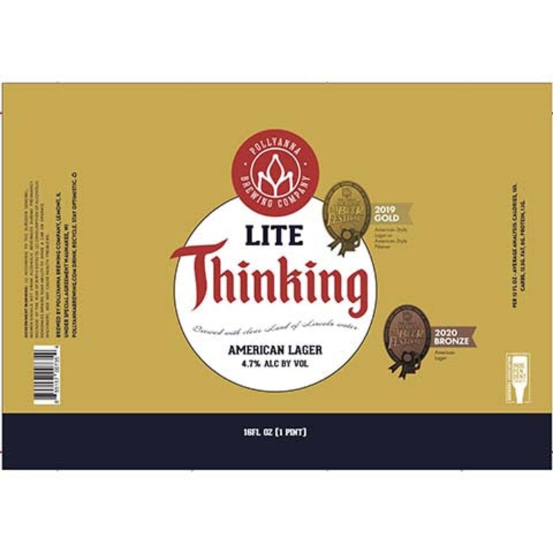 Pollyanna Lite Thinking American Lager 16OZ SINGLE CAN