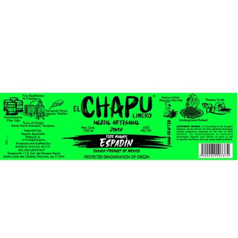 El Chapulinero Joven 100% Maguey Espadin Mezcal 750ML BTL