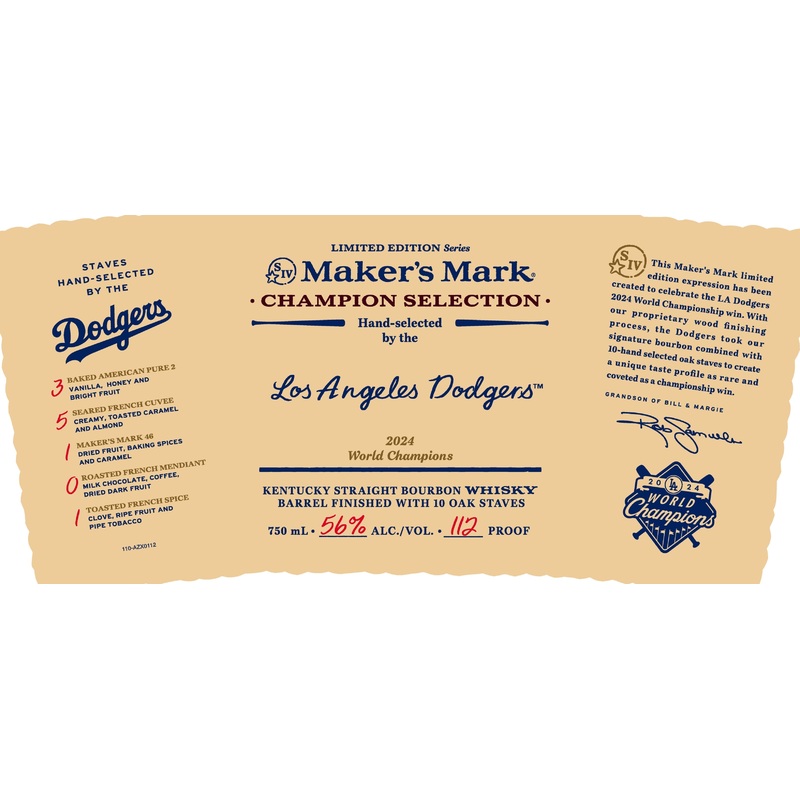 Makers Mark Champion Selection Los Angeles Dodgers 2024 Limited Edition