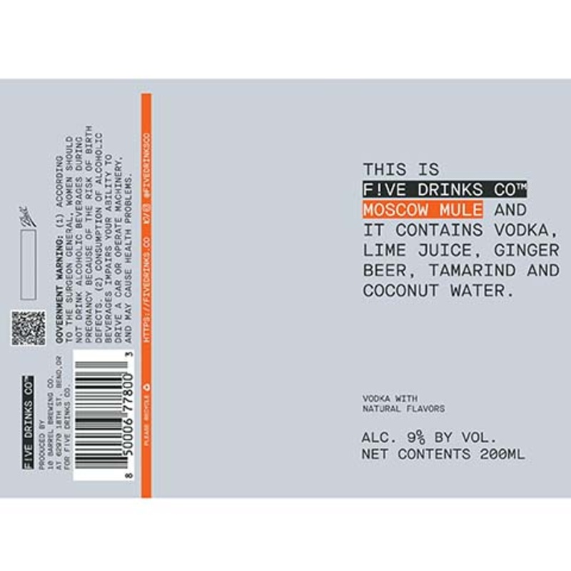 F!ve Drinks Moscow Mule 200ML CAN