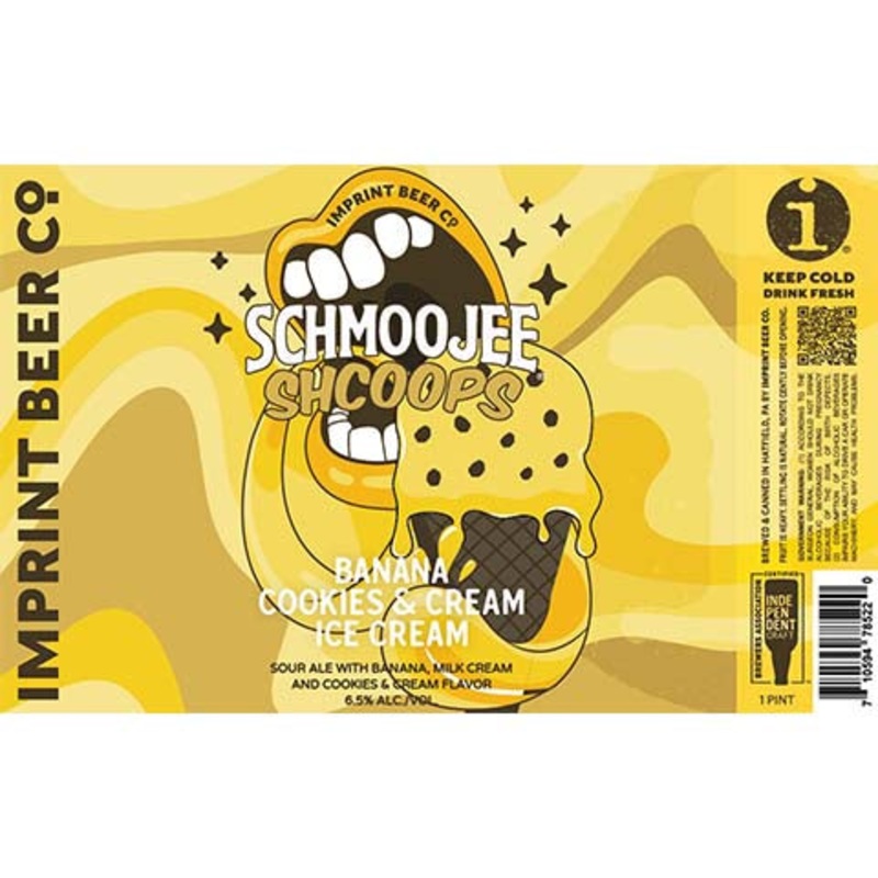 Imprint Schmoojee Shcoops Banana Cookie & Cream Ice Cream Sour 16OZ SINGLE CAN