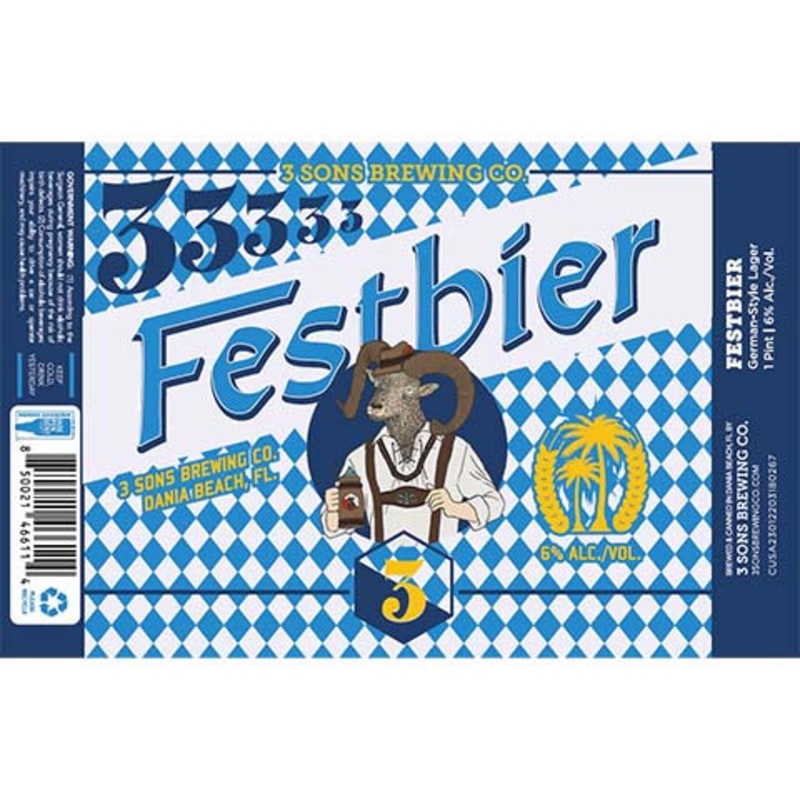 3 Sons Festbier Lager 16OZ SINGLE CAN