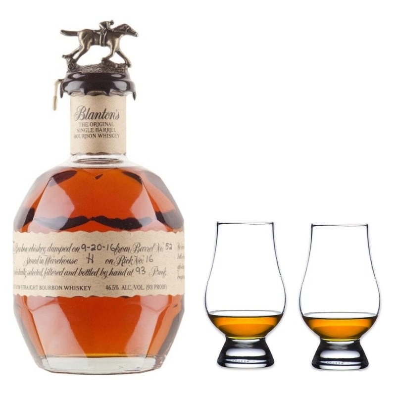 Blanton’s Single Barrel Bourbon Whiskey & Glencairn Whiskey Glass Set