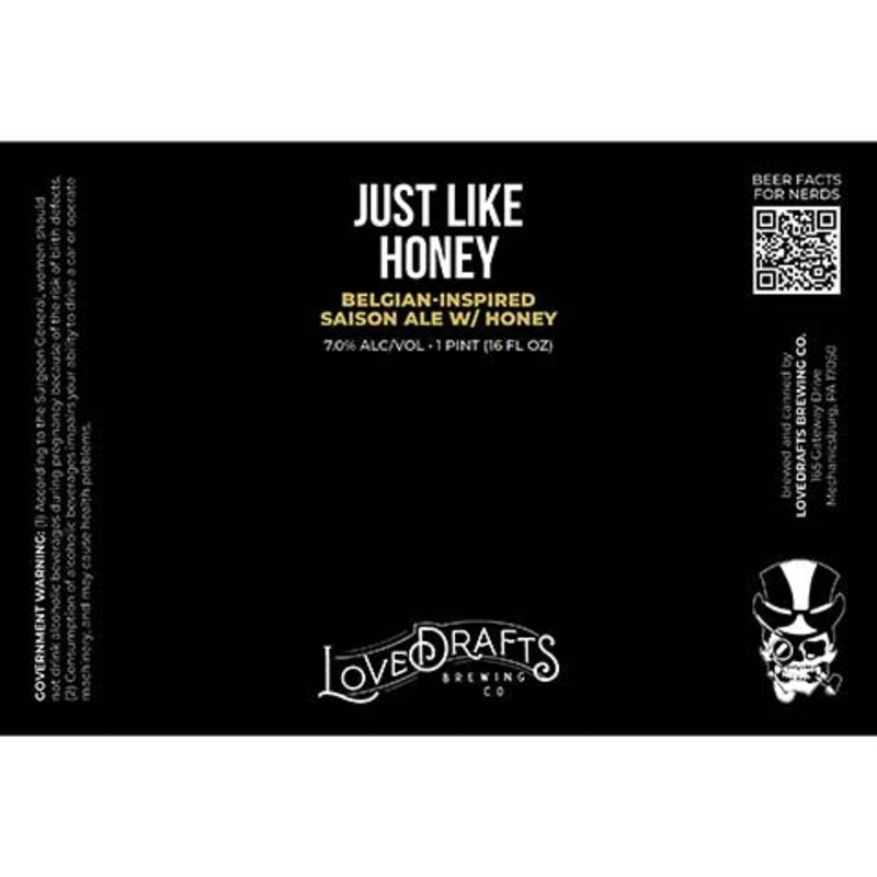 Lovedrafts Just Like Honey Belgian Saison Ale 16OZ SINGLE CAN