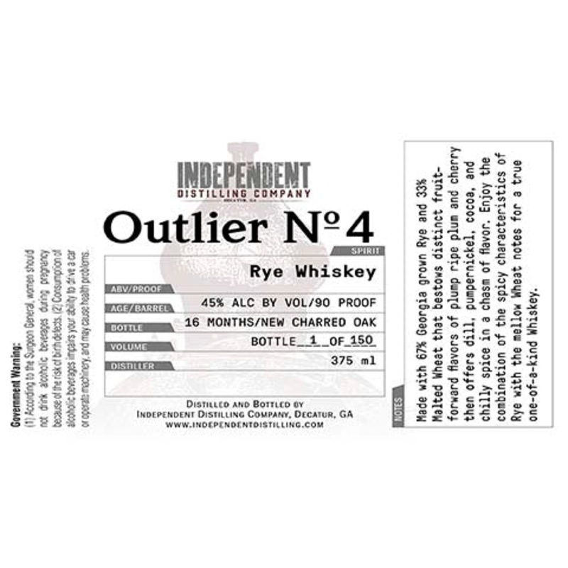 Outlier No. 4 Rye Whiskey 375ML BTL
