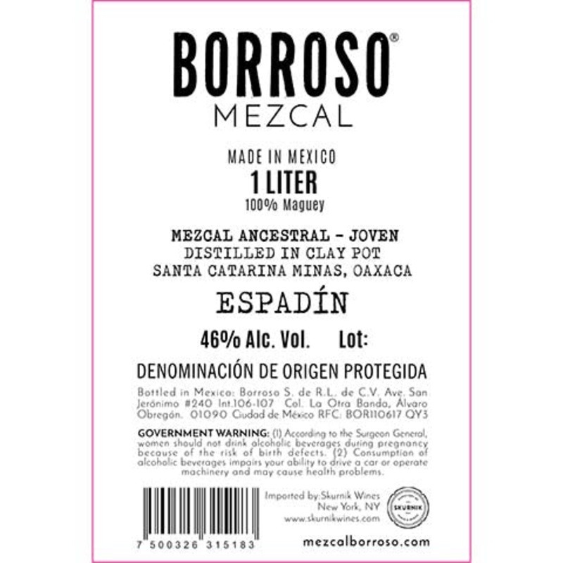 Borroso Espadin Mezcal 1L BTL