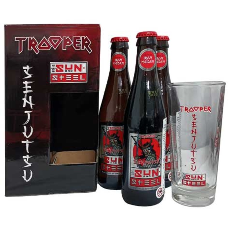 Iron Maiden Trooper Senjutsu Gift Pack 3 x 330ML BTL Beer and Glassware