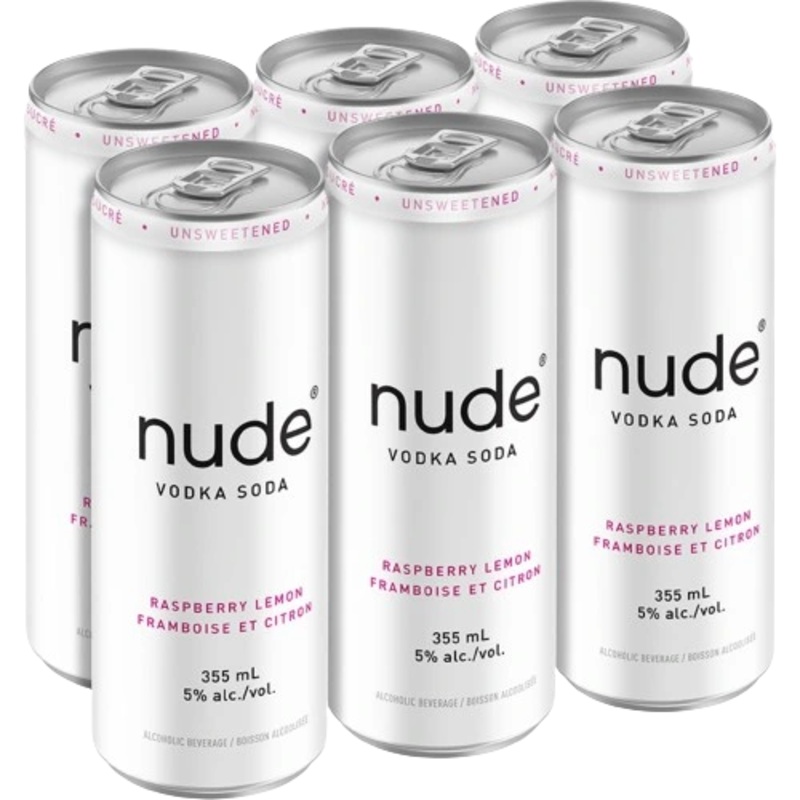 NUDE VODKA SODA RASPBERRY LEMON 355ML 6PK CAN @ Lethbridge [1009491] 2130 ml