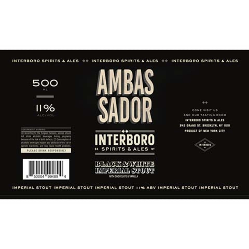 Interboro Ambassador Black & White Imperial Stout 500ML BTL