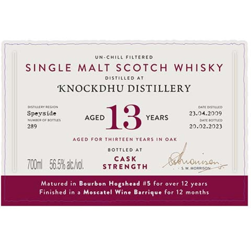 A.D. Rattray Knockdhu Aged 13 Years Single Malt Scotch Whisky 700ML BTL