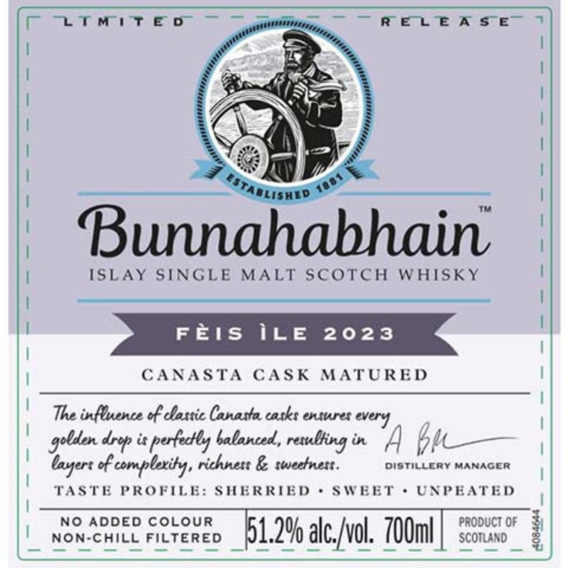 Bunnahabhain Canasta Cask Matured Single Malt Scotch Whisky 700ML BTL
