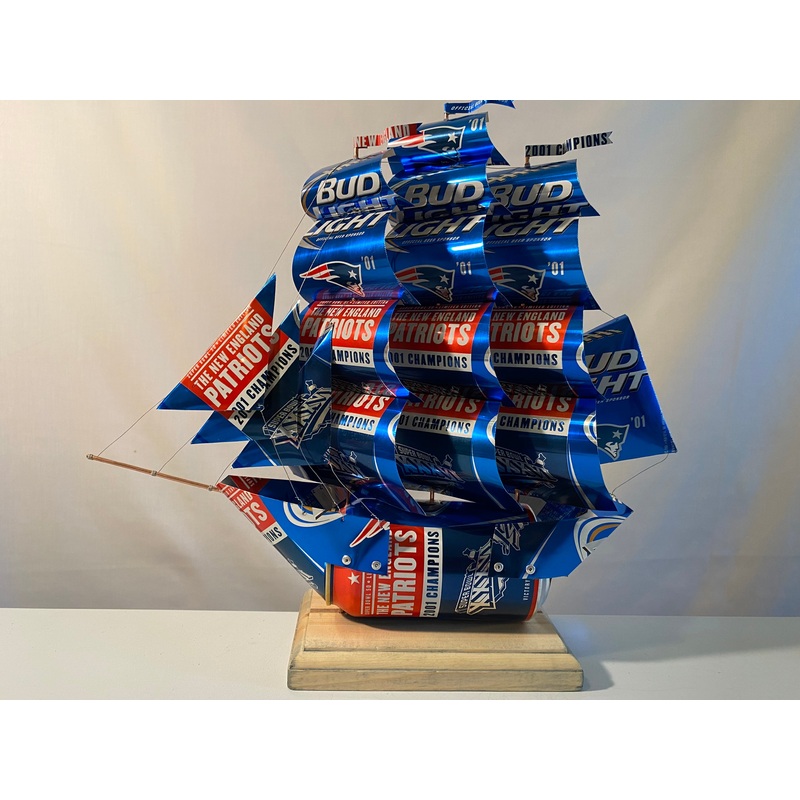 New England Patriots 2001 Champions Super Bowl XXXVI Beer Can Ship