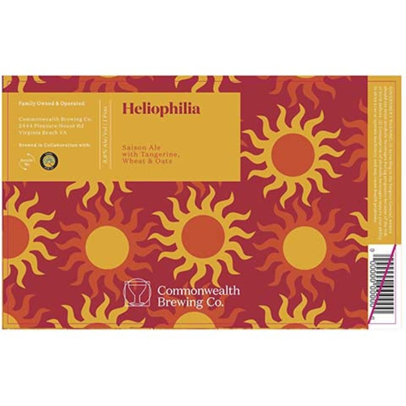 Commonwealth Heliophilia Saison Ale 16OZ SINGLE CAN