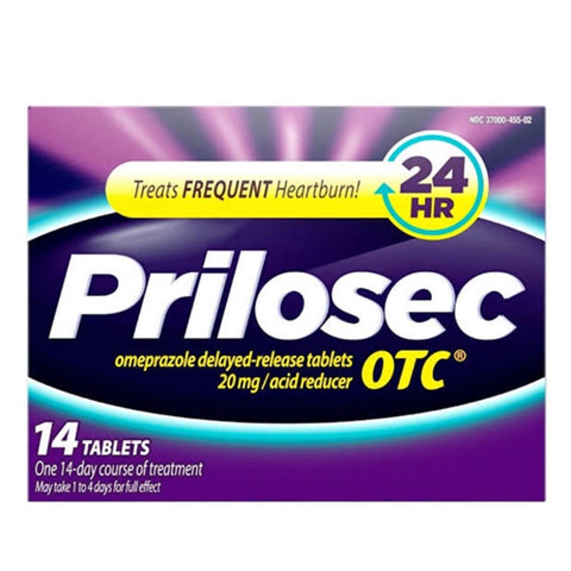 Prilosec OTC, Omeprazole Delayed Release Tablets, Acid Reducer, Treats Frequent Heartburn for 24 Hour Relief* 14 Tablets