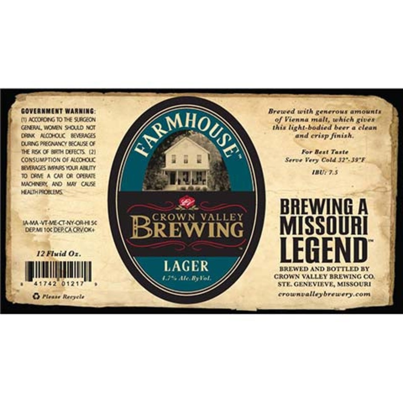 Crown Valley Farmhouse Lager 12OZ SINGLE BTL
