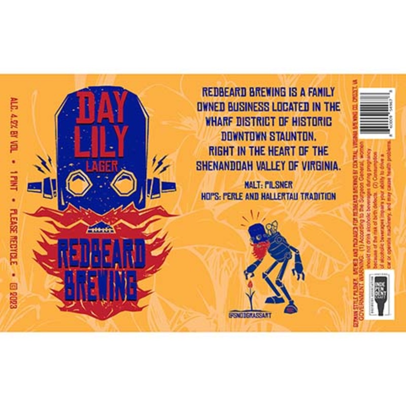 Redbeard Day Lily Lager 16OZ SINGLE CAN