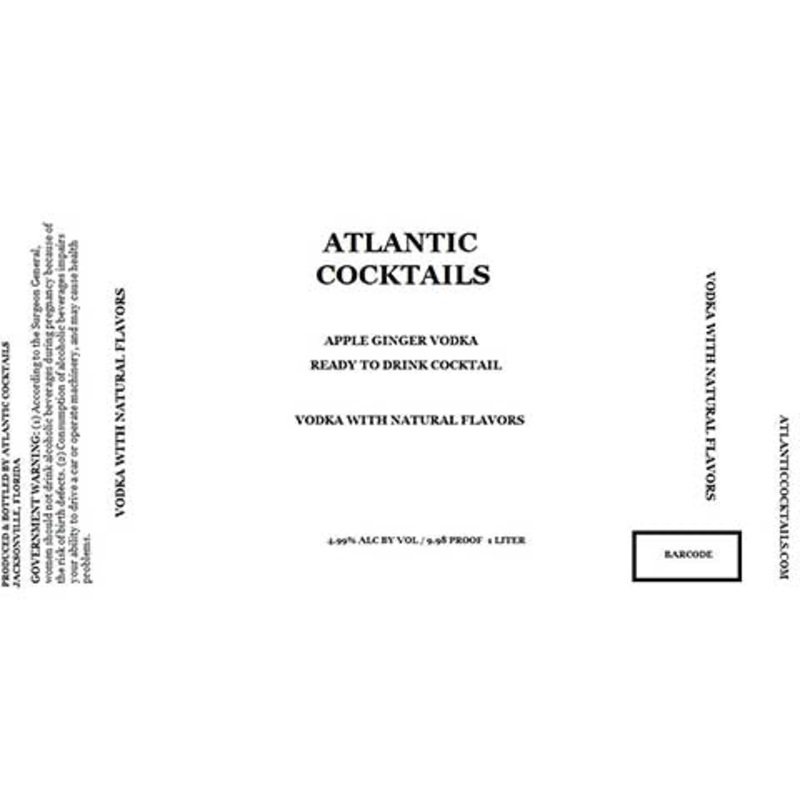 Atlantic Cocktails Apple Ginger Vodka 1L BTL