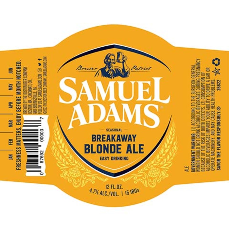 Samuel Adams Breakaway Blonde Ale 12OZ SINGLE BTL