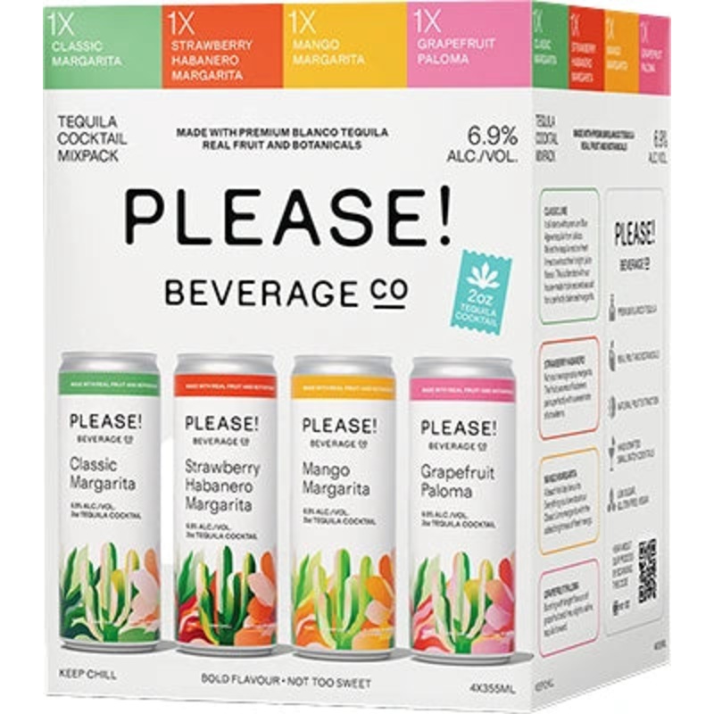 PLEASE COCKTAILS TEQUILA MIX PACK 355ML 4PK CAN @ Kelowna [1057168] 1420 ml