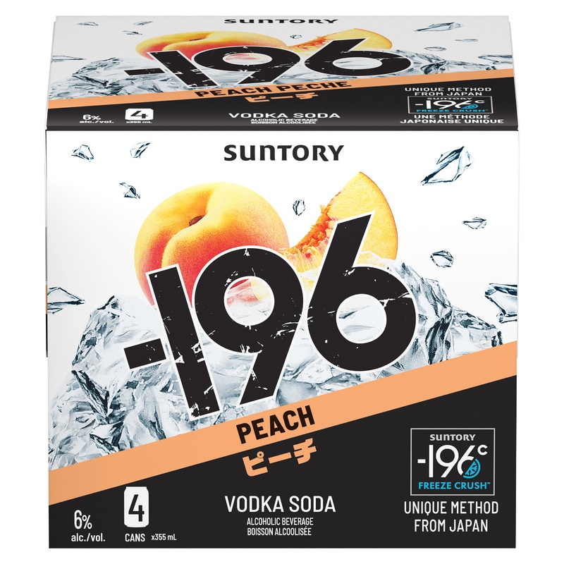SUNTORY -196 PEACH VODKA SODA 355ML 4PK CAN @ Kelowna [1056158] 1420 ml