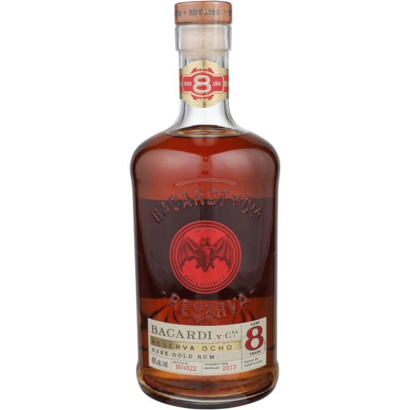 BACARDI AGED RUM RARE GOLD RESERVA OCHO 8 YR 80 W/ GIFT BOX 750ML 750ML