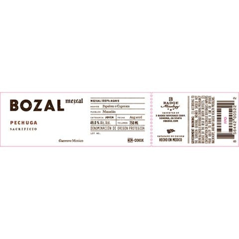 Bozal Pechuga Mezcal 750ML BTL