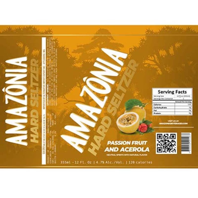 Amazonia Hard Seltzer Passion Fruit and Acerola 12OZ SINGLE CAN