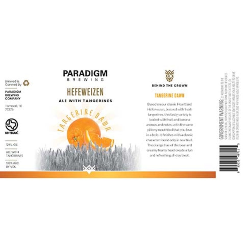 Paradigm Tangerine Dawn Hefeweizen Ale 12OZ SINGLE CAN