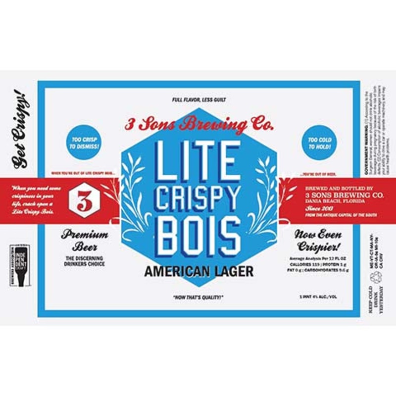 3 Sons Lite Crispy Bois Lager 16OZ SINGLE CAN