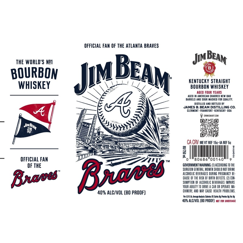 Jim Beam Atlanta Braves Kentucky Straight Bourbon Whiskey