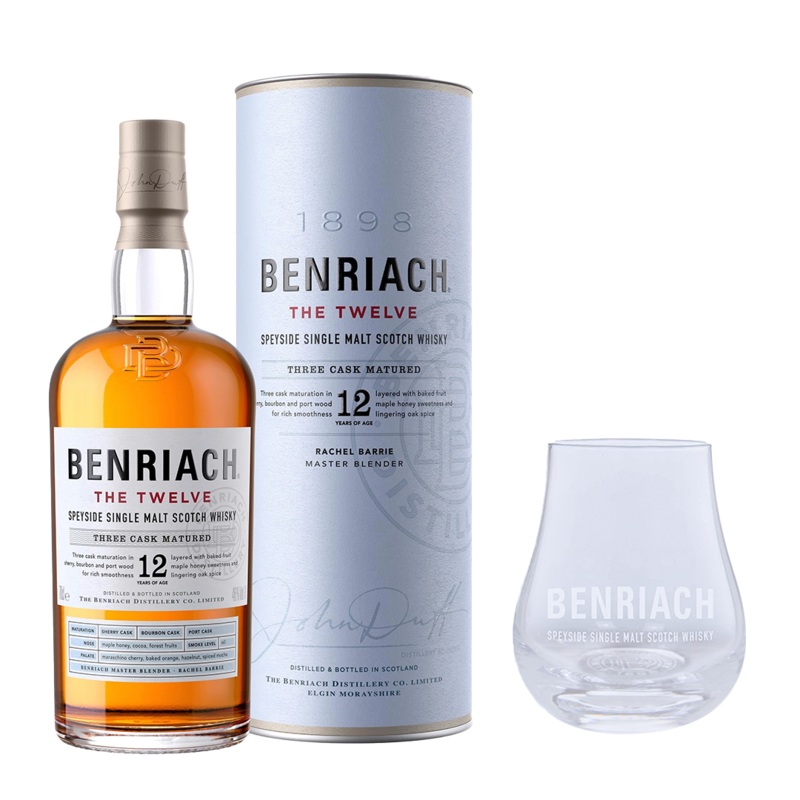 Benriach 12YO Scotch Whiskey 700ml with FREE 1x Benriach Spey Glass