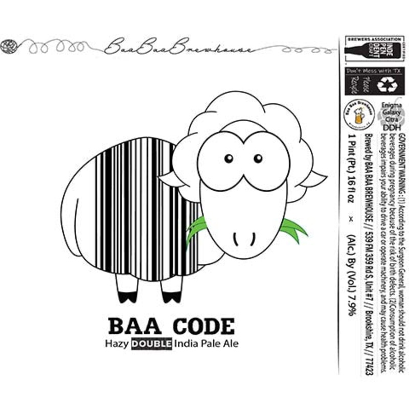 Baa Baa Baa Code Hazy DIPA 16OZ SINGLE CAN