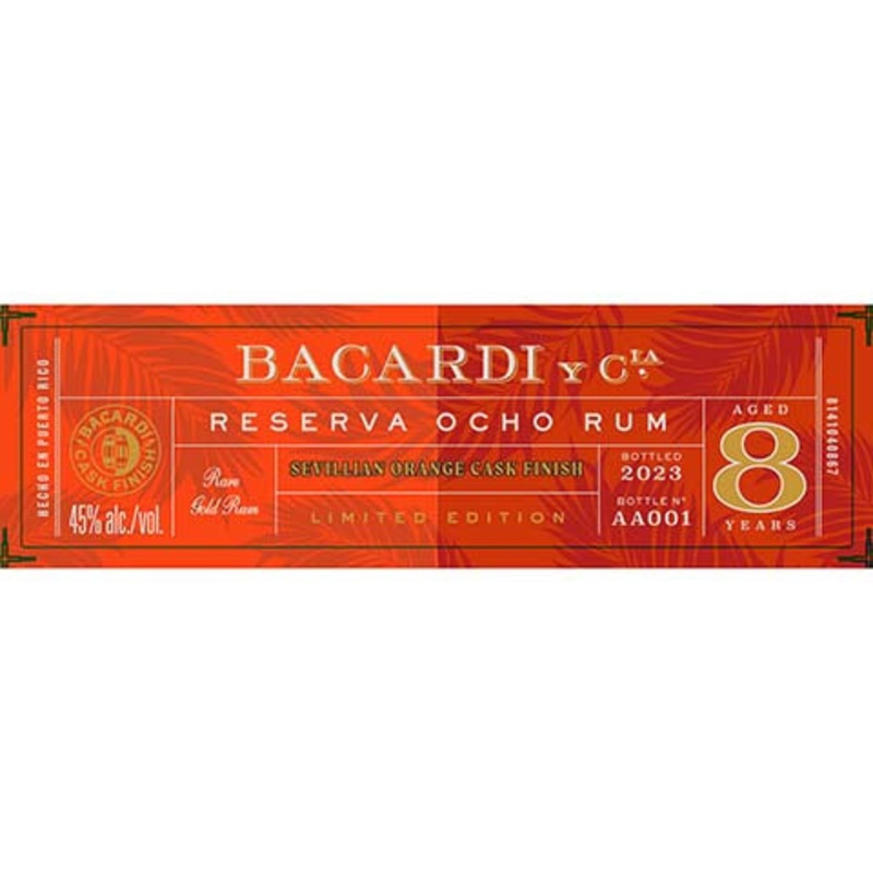Bacardi Reserva Ocho 8yr Sevillian Orange Cask Finish Rum 750ML BTL