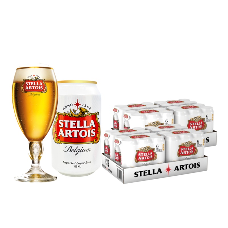 Buy 1 Take 1 Case: Stella Artois Beer 330ml Can x24 (Total 2 Cases) w/ FREE (1) Stella Artois Chalice