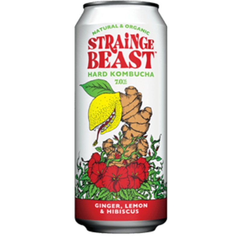 Strainge Beast Ginger, Lemon & Hibiscus 24 – 12oz Cans, 6 Pack