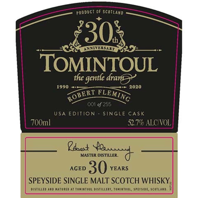 Tomintoul 30th Anniversary Speyside Single Malt Scotch Whisky 700ML BTL