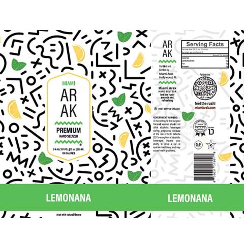 Miami Arak Lemonana Premium Hard Seltzer 355ML BTL