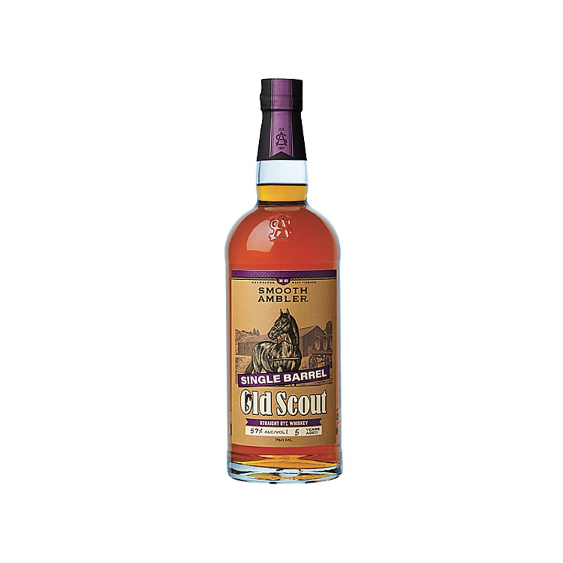 SMOOTH AMBLER STRAIGHT RYE WHISKEY OLD SCOUT RYE SINGLE BARREL CASK STRENGTH 4 YR 114.8 750ML 750ML