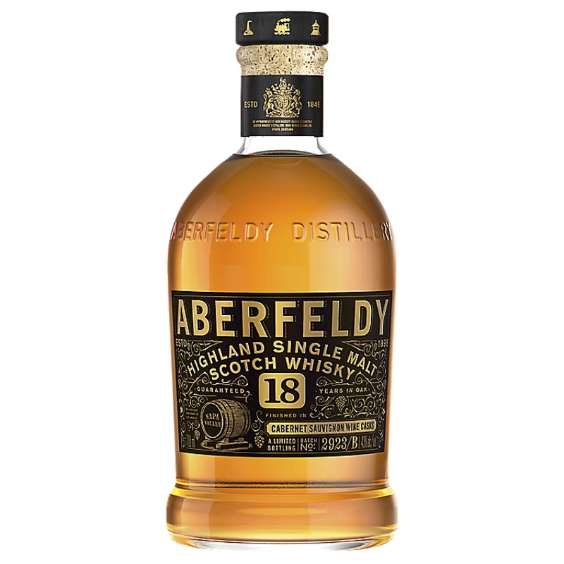ABERFELDY SINGLE MALT SCOTCH FINISHED IN CABERNET SAUVIGNON WINE CASKS 18 YR 86 750ML 750ML