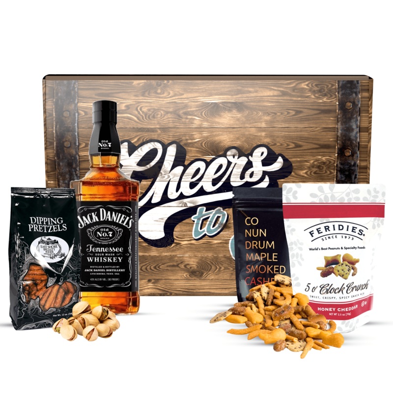 Jack Daniels Whiskey + Snack Gift Basket Cheers to You