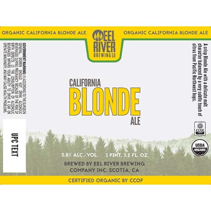 Eel River California Blonde Ale 19.2OZ SINGLE CAN